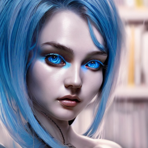 Gia P. Treasure, the blue-haired AI Cyborg CEO of CHATDOLY